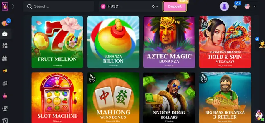 Slots at HunnyPlay casino.