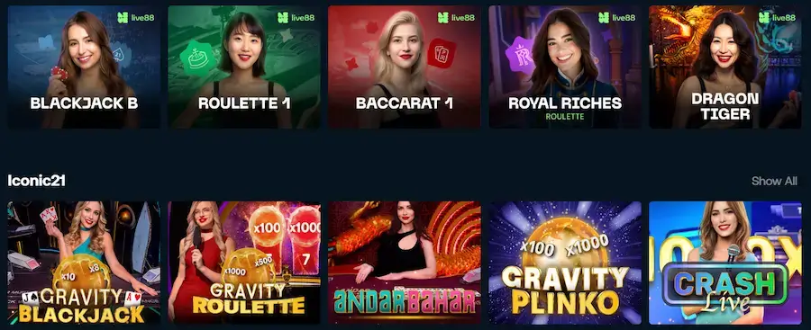 Betpanda Live Casino Games and Game Shows