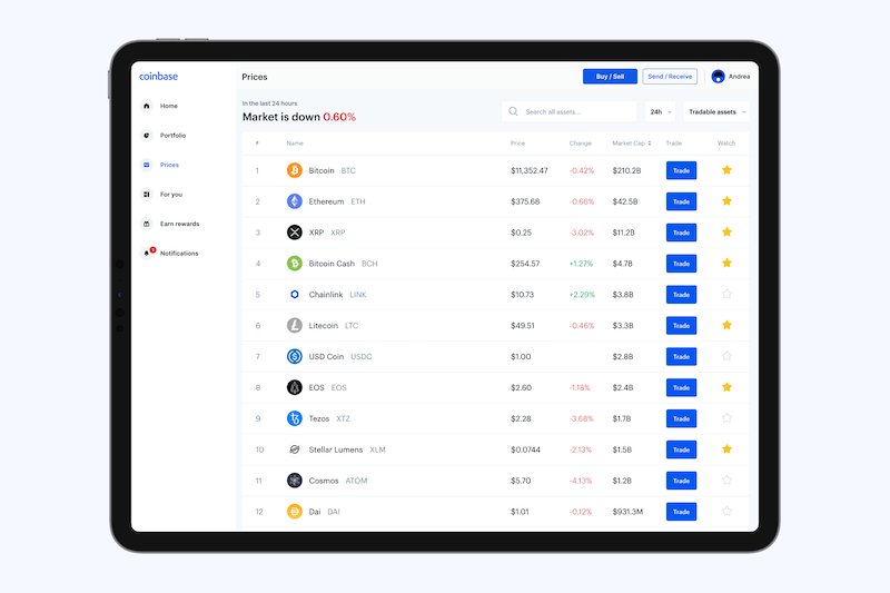 Coinbase cryptocurrency price list