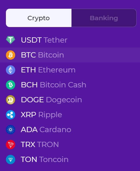 0xBet cryptocurrencies