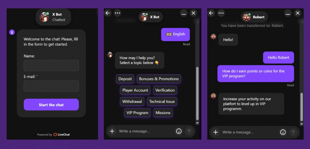 0xBet customer support