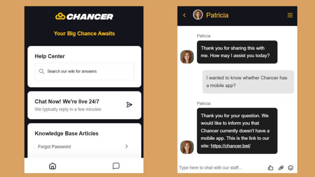 Chancer casino customer support