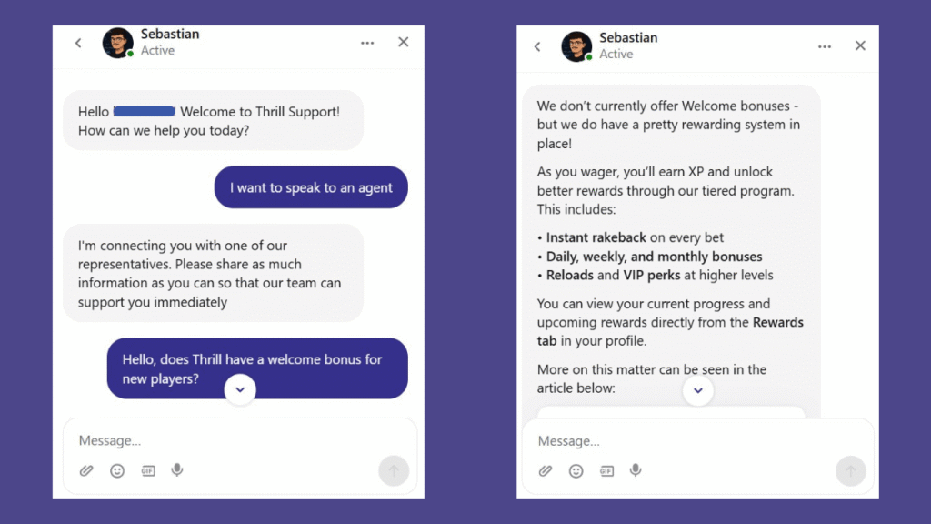 Thrill casino customer support