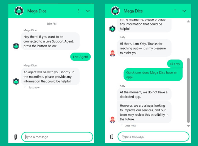 Mega Dice customer support