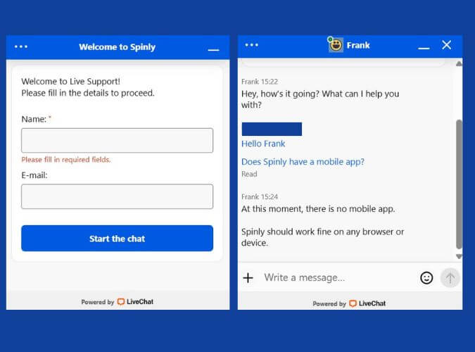 Spinly customer support