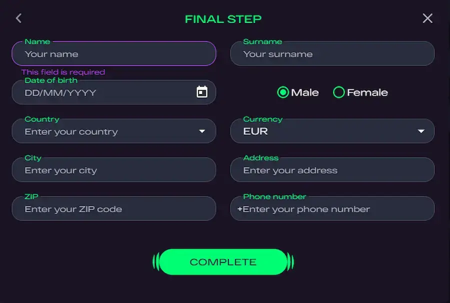 Glitch Spin Registration.