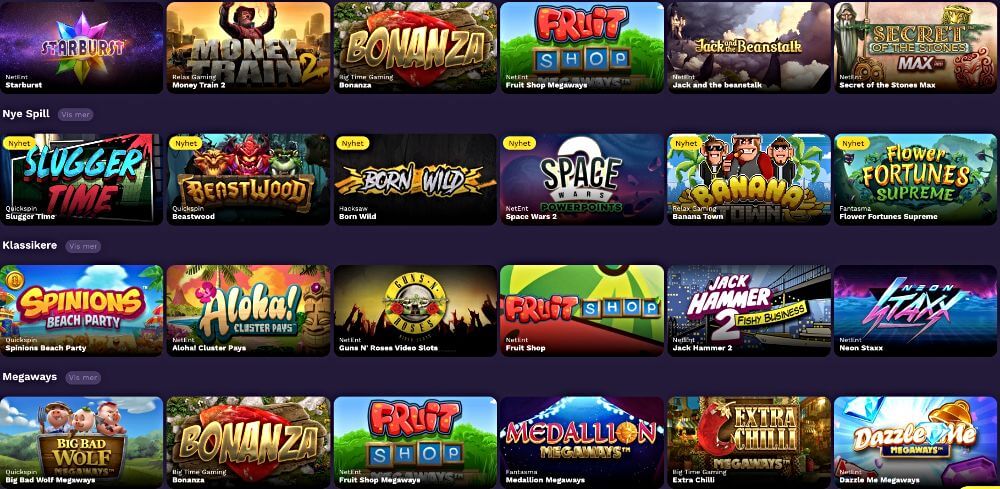 Slot games available at HiStakes crytpo casino. 