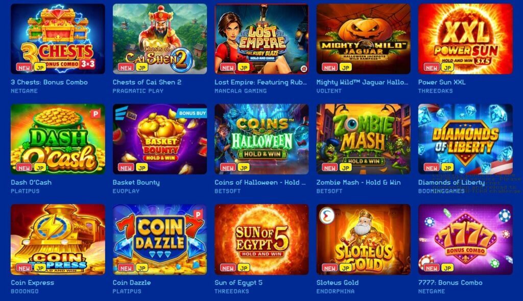 Spinly jackpot games