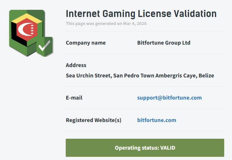 BitFortune license