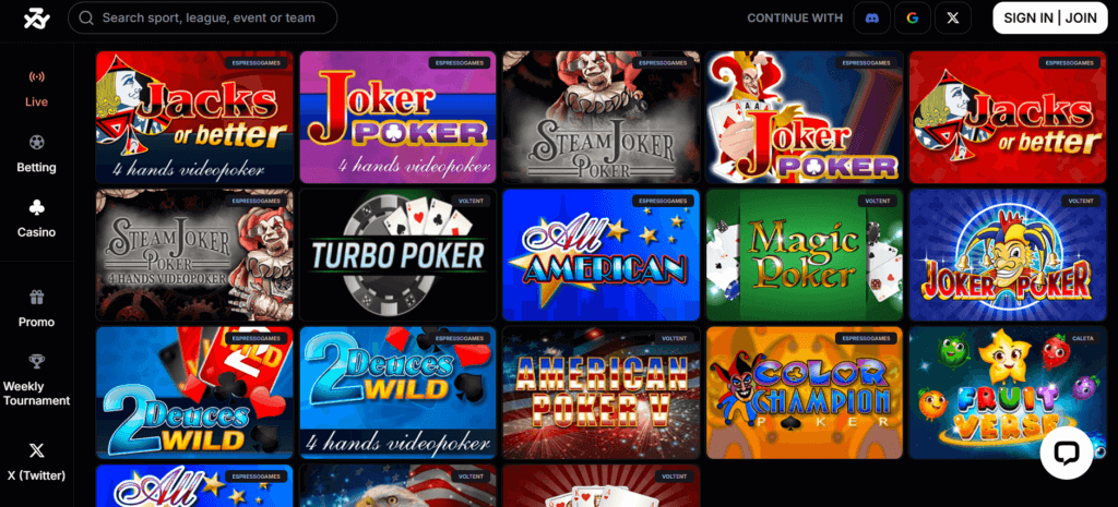 Bookmaker.xyz live casino