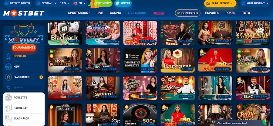 Live Casino at Mostbet.