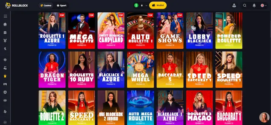 Live Casino at RollBlock.
