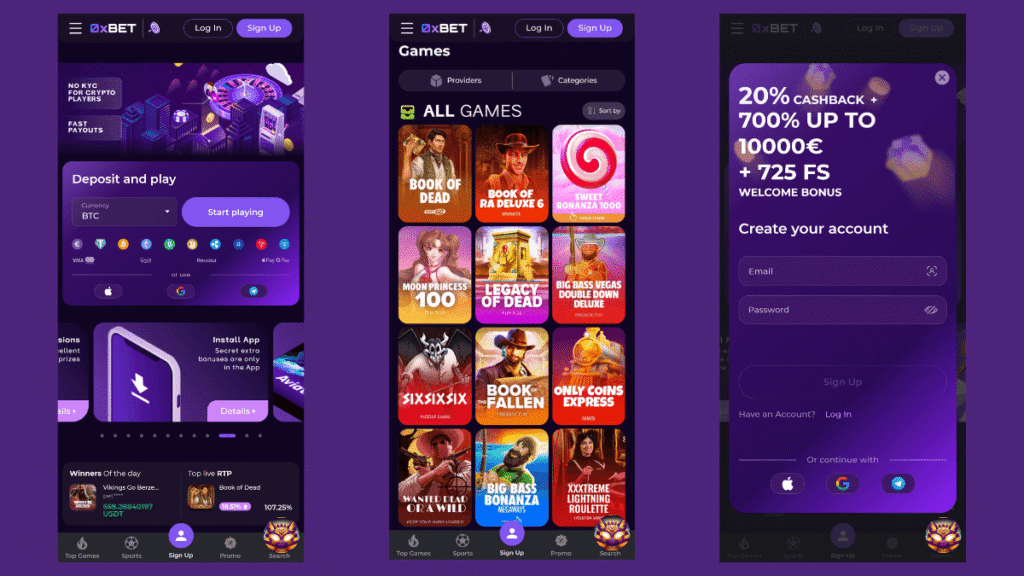 0xBet mobile