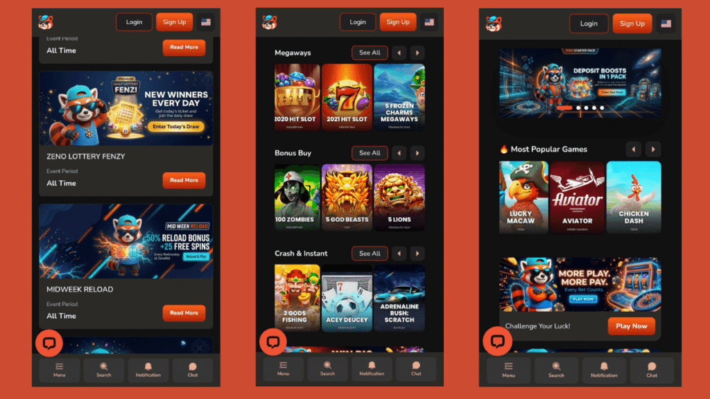 ZenoBet.io mobile interface