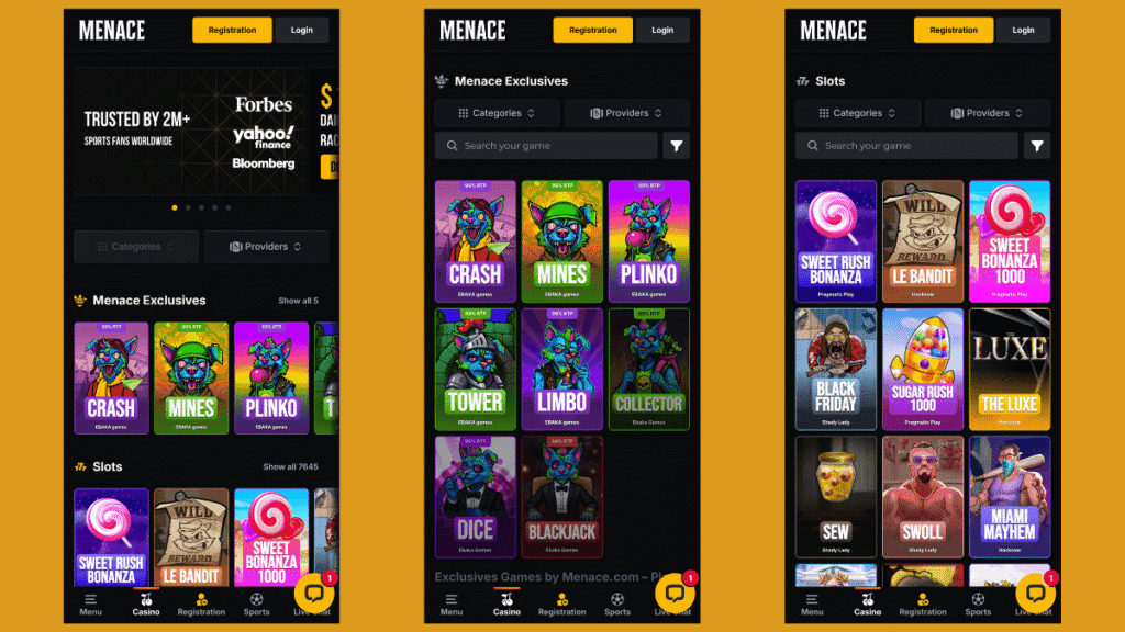 Menace casino mobile
