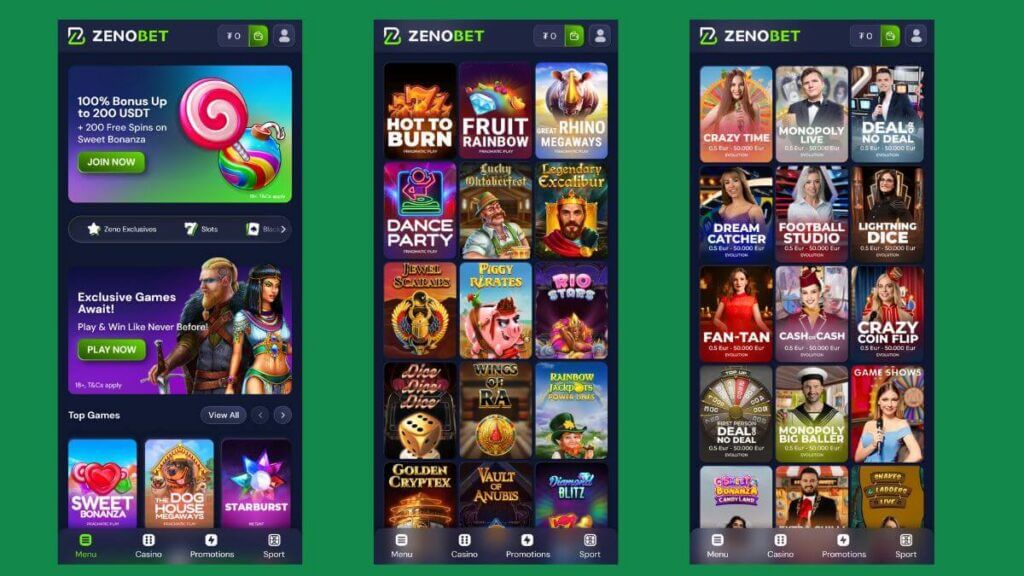 Zenobet mobile interface