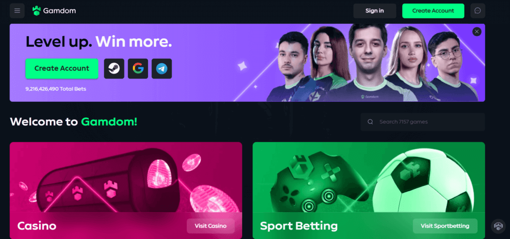 Gamdom homepage