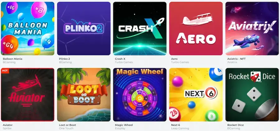Other types of games at RealSpin Casino.