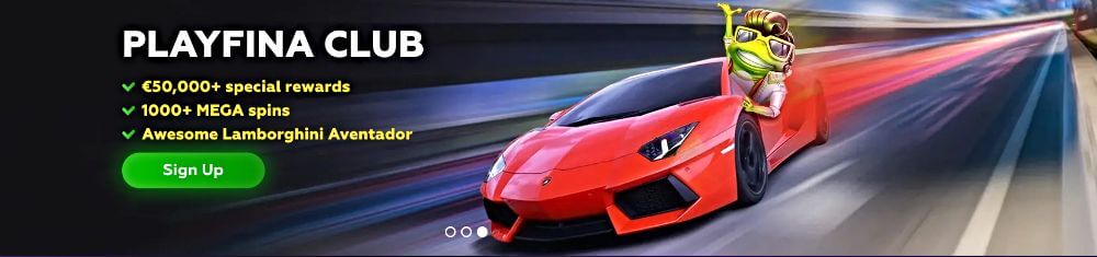 Playfina VIP Club offers the chance to earn a Lamborghini Aventador.