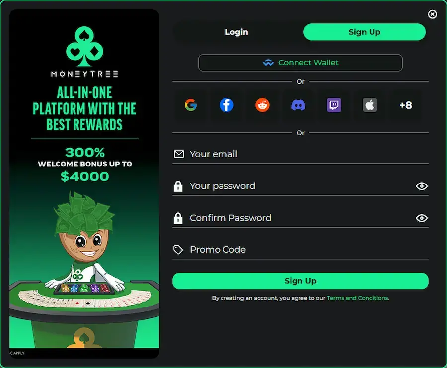 Registration at MoneyTree.