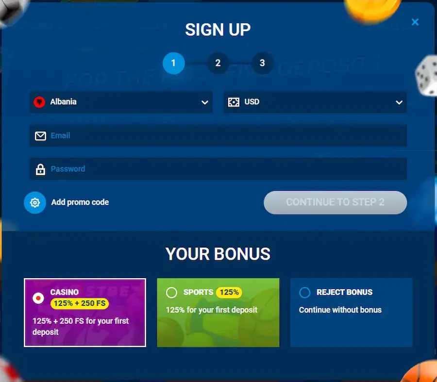 Registration at Mostbet.