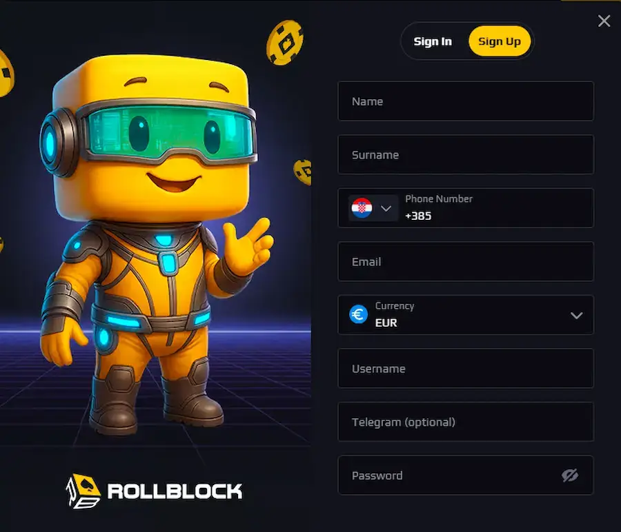 Registration at RollBlock.