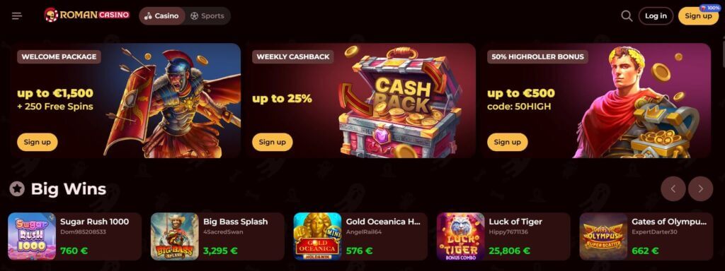 RomanCasino homepage