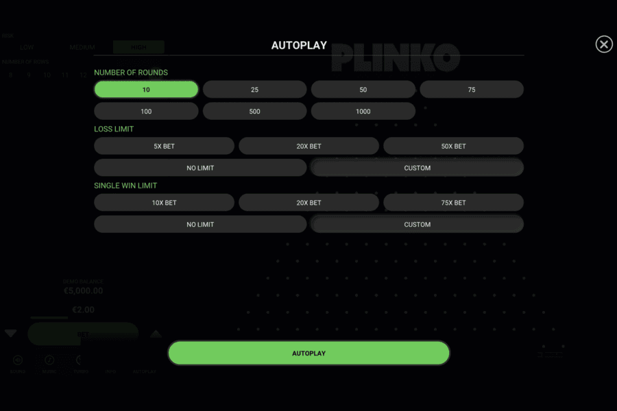 Plinko crypto games advanced autoplay settings