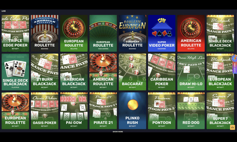 Live Casino Games at Bety
