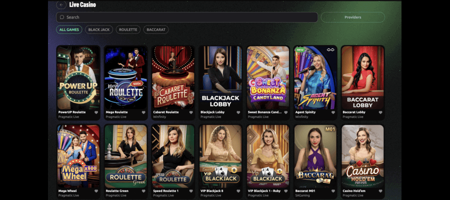Live casino games in this Hexabet review