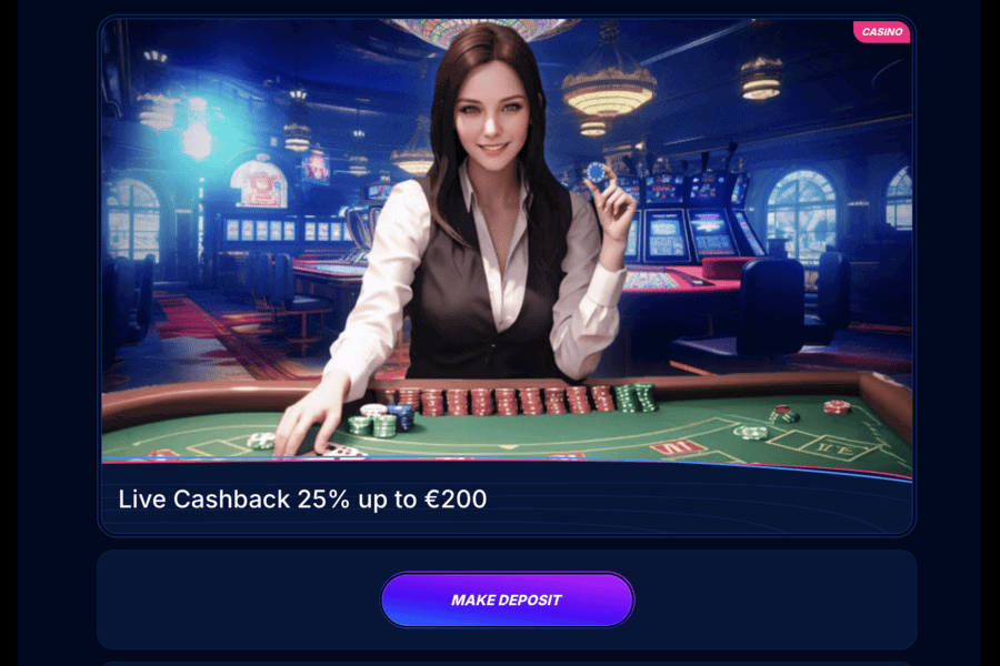 Cashback bonus on live casino games at OXBet review