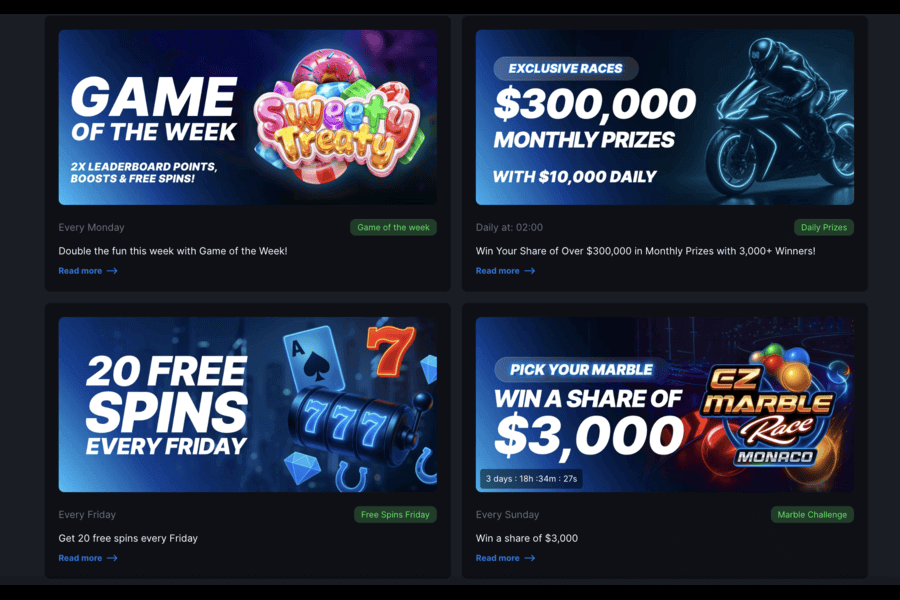 Promotions, races and tournaments at MetaWin