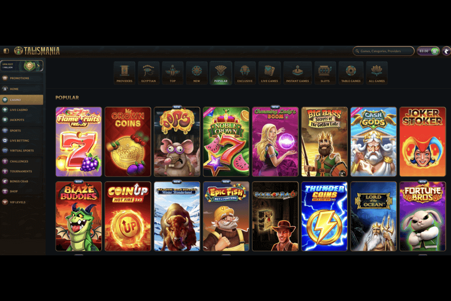 Popular slot games featured at Talismania casino review