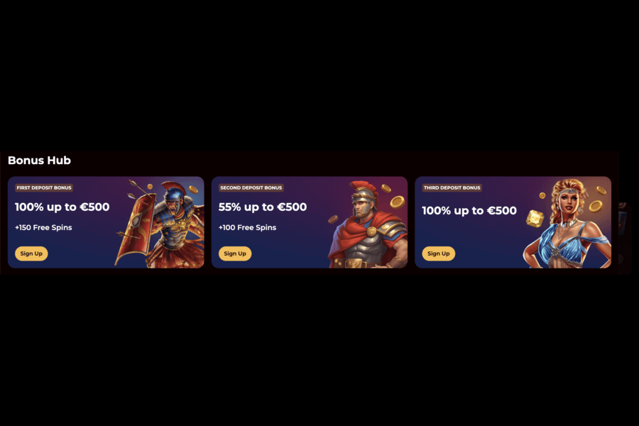 Welcome bonus featured at Roman Casino Review