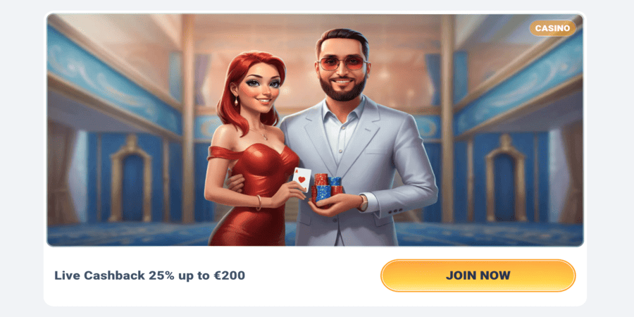 Cashback on live casino games at Beteum