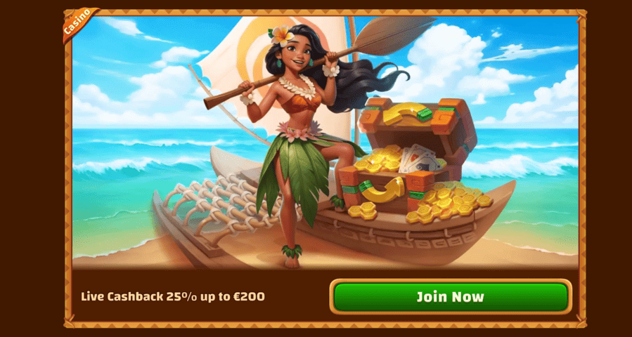 Cashback on live games at Tiki Casino