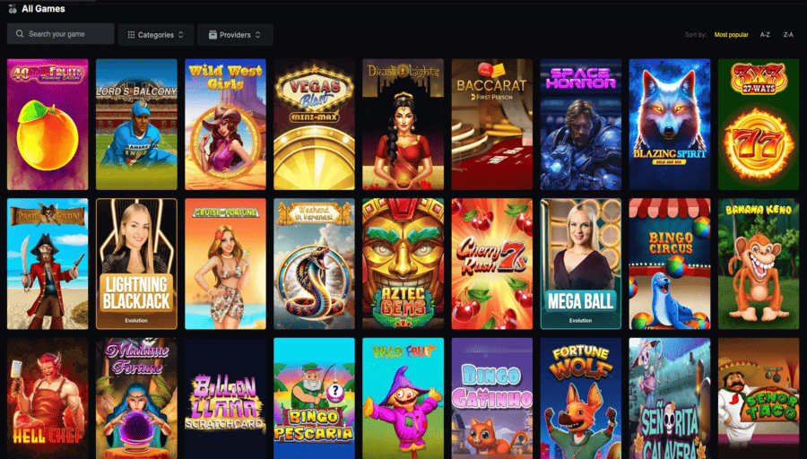 Popular game titles listed at MenaceKing casino review