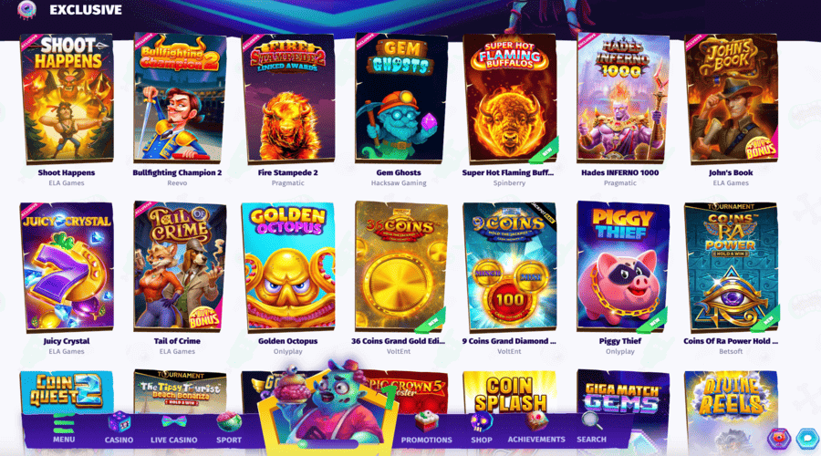 Exclusive games at Casombie casino