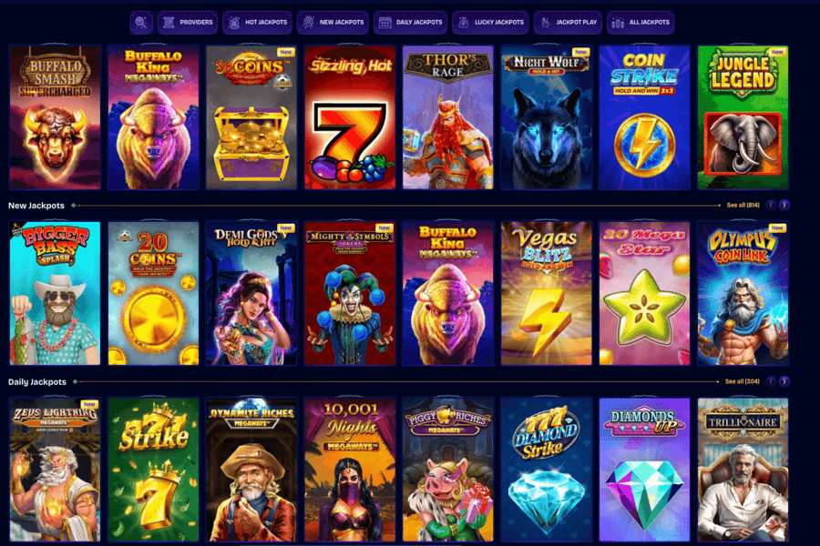 Jackpot slots featured at WishWin Casino
