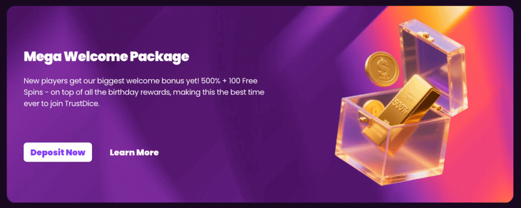 trust dice mega welcome bonus