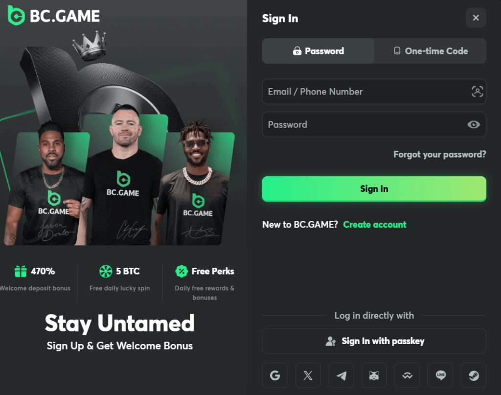 BC.Game Sign In Password