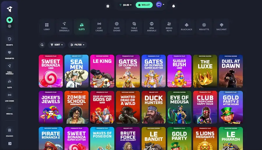 Slots at Thrill Casino.