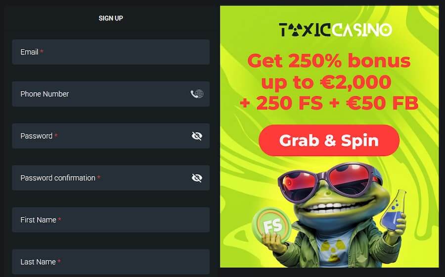 ToxiCasino registration