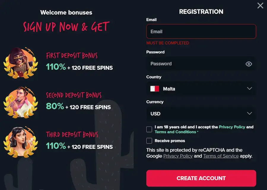 Trips Casino Registration