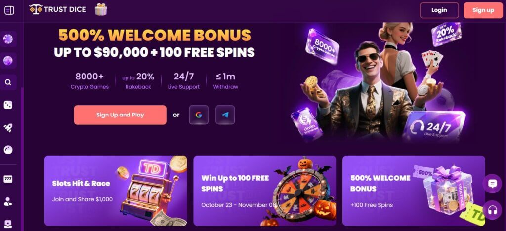 TrustDice homepage