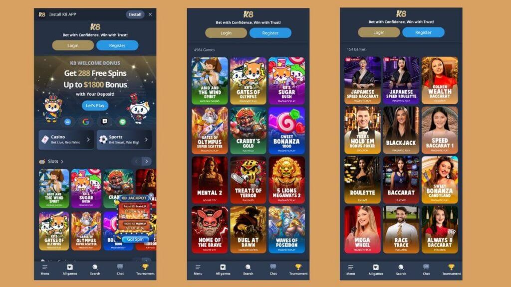 K8 mobile experience