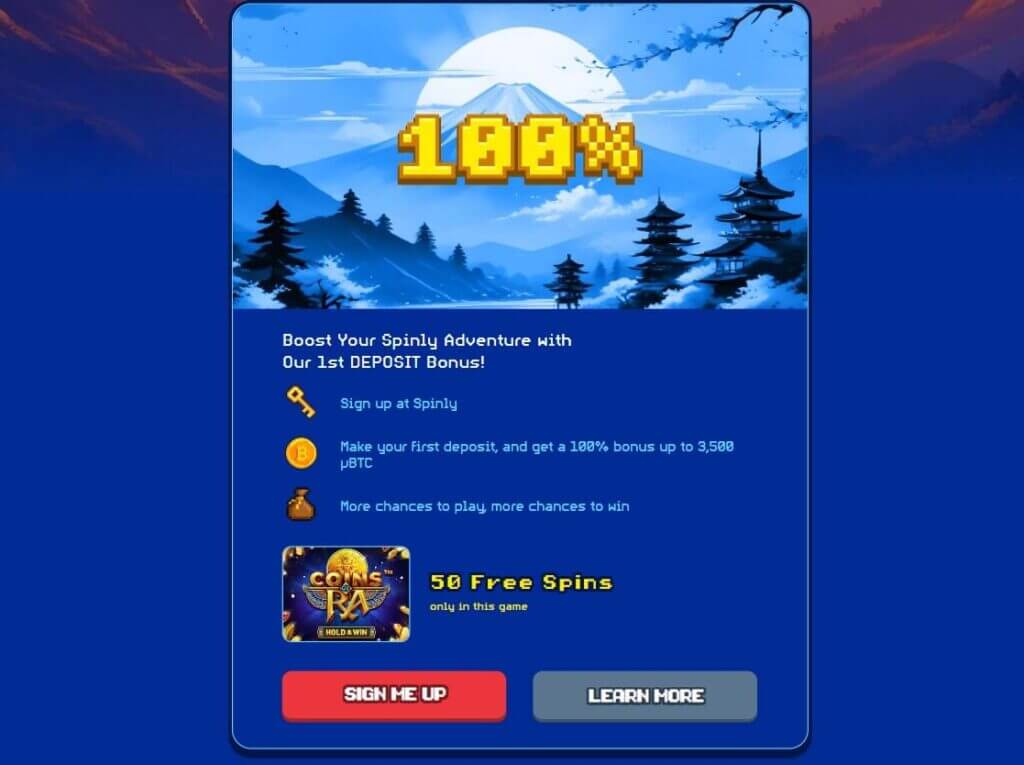 Spinly welcome bonus