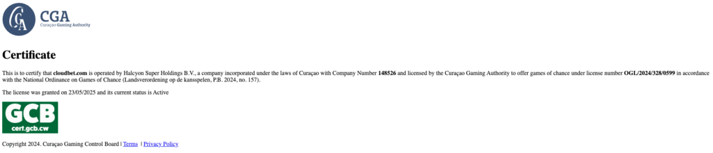 cloudbet license