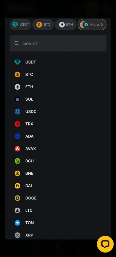 Menace casino crypto options