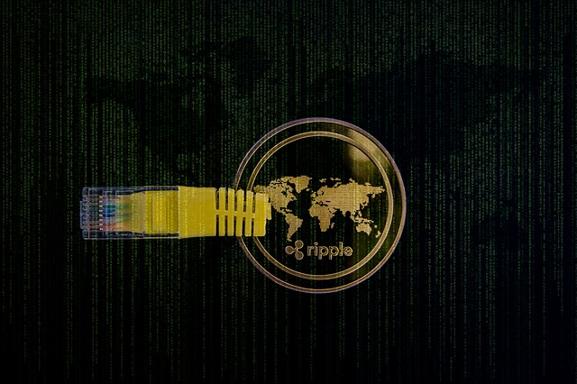 Ripple payment network represented by a physical coin and cable plug.